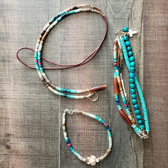 Multi-strand Turquoise Beaded Bracelet - Picture 2 of 4